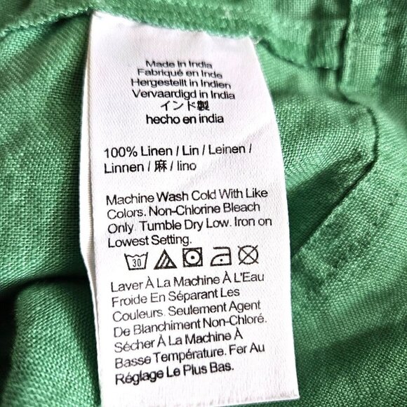 J.Crew 100% Linen Blouse Square Neck Balloon Sleeve Button Front Green Size XL - Picture 9 of 12
